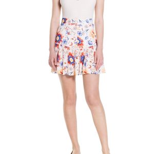 Minigonna con volant Fantasia Fiore Blu