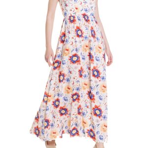 Vestito con bretelline Fantasia Fiore Blu