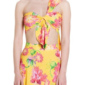 Top monospalla Fantasia Fiore Rosa