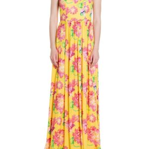 Vestito con bretelline Fantasia Fiore Rosa