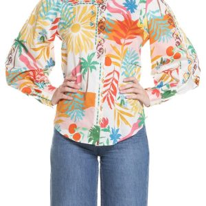 Camicia girocollo Fantasia Palme