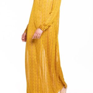 Caftano lungo con bottoni beachwear giallo