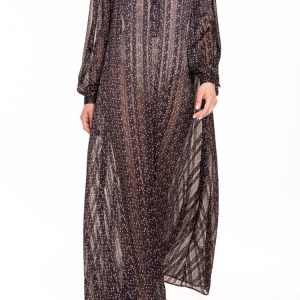 Caftano lungo con bottoni beachwear nero