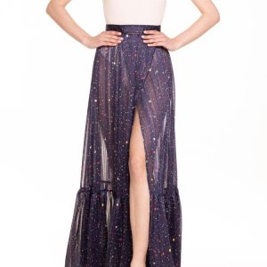 Gonna portafoglio con balza beachwear blu