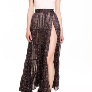 Maxi portafoglio con balze beachwear nero