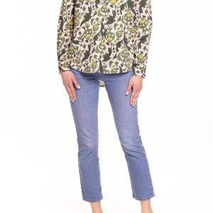 Camicia boyfriend fantasia verde con melograni