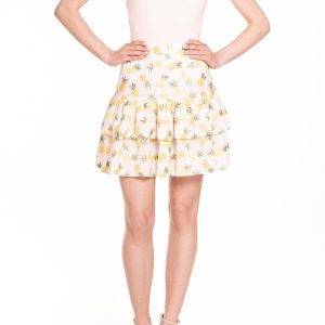 Minigonna in cotone ricamo con ananas