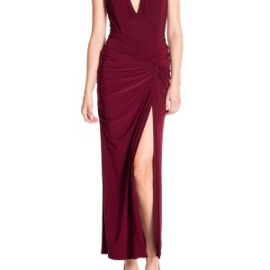 Gonna lunga in jersey Tinta Unita Burgundy