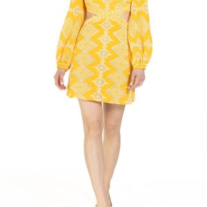 Vestito corto con Ricamo Giallo