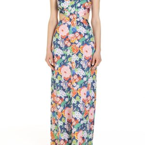 Vestito lungo con incrocio  Fantasia Peonie