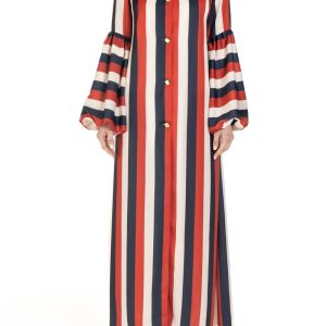 Vestito lungo Riga Rosso Blu e Panna