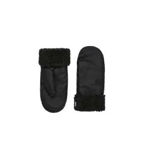 Puffer Fleece Mittens Gloves - Black