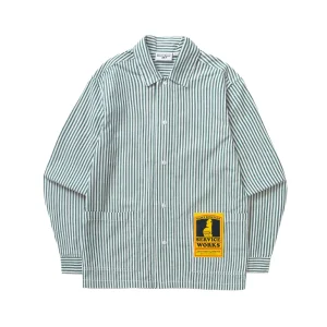 Poplin Stripe Waiter Shirt - Forest