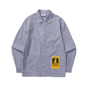 Poplin Stripe Waiter Shirt - Royal