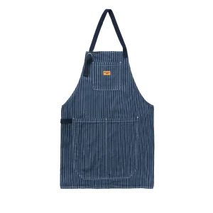 Pinstripe Denim Apron - Indigo