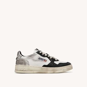 Autry Supvint Low Man Leather White Blk Sil