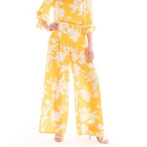 Top a fiori giallo e panna