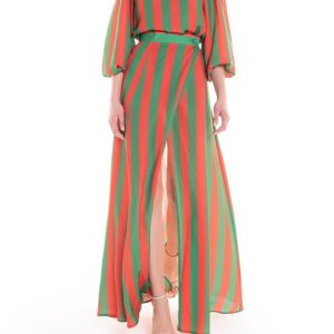 Top a righe verde acido e arancio