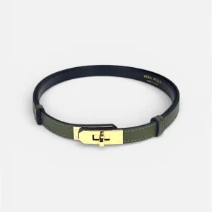 cinta vera pelle regolabile lucchetto nero,rosso,giallo,militare,sabbia,cuoio MYRA