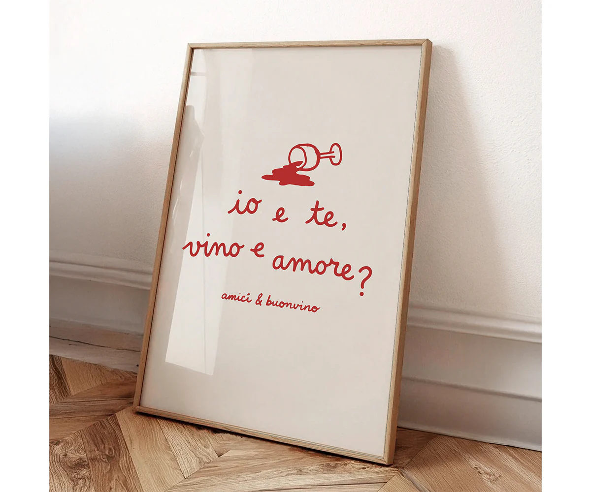 Poster "Vino & Amore" Amici & Buon Vino - Ivory/ Red - immagine 3