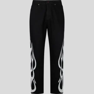 Vision Of Super Black Jeans White Flames
