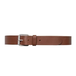 Script Leather Belt - Cognac/ Silver