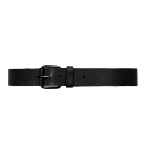 Script Leather Belt - Black/ Black
