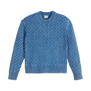 Boyfriend Cable Crewneck - Indigo Blue