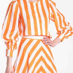 Camicia riga arancio e bianco