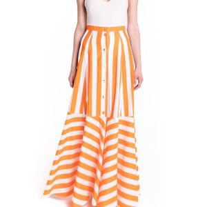 Maxi ruota con balza riga arancio e bianco