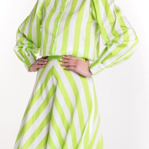 Camicia riga verde lime e bianco