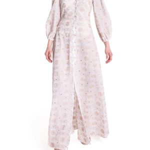 Vestito lungo cotone sangallo beige