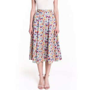 Gonna longuette a fantasia bianca