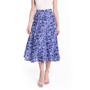 Gonna longuette a fantasia blu