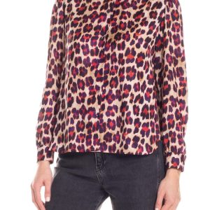 Camicia fantasia animalier – crema e fucsia