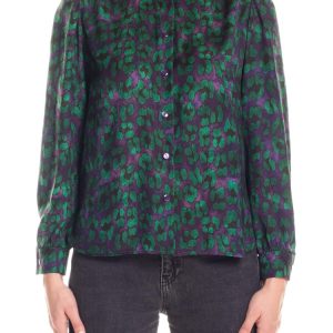Camicia fantasia animalier – viola e verde