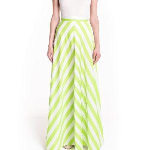 Gonna ruota classica riga verde lime e bianco