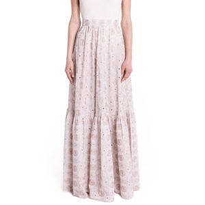 Gonna a ruota con balza beige