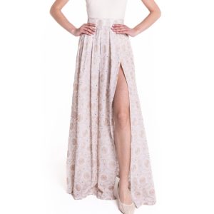 Gonna maxi ruota con spacco laterale beige