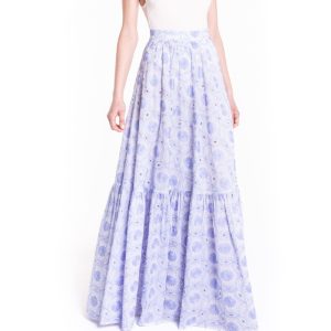 Gonna a ruota con balza celeste