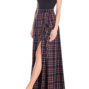 Gonna portafoglio tartan – blu e arancio