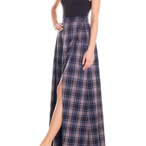 Gonna portafoglio tartan – grigio e blu