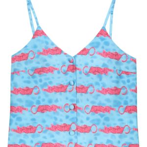 Top con bretelline e bottoni fantasia tigre