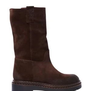 stivale biker camoscio marrone,taupe N6 MILANO