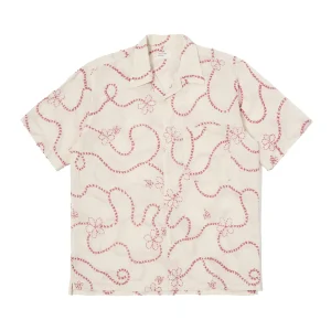 Camp S/S Shirt Kantha Cotton - Ecru / Terracotta